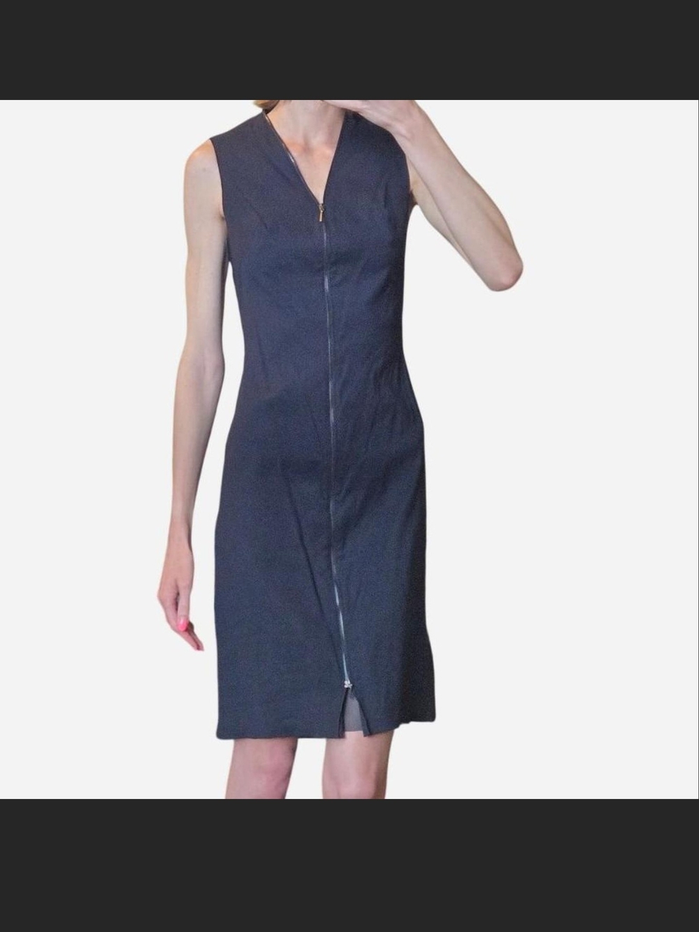 Ellie Tahari Sleeveless Navy Zip-Front Sheath Dress Sz. 2 NWT